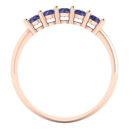0.35 cttw Simulated Tanzanite Round Cut Rose Gold Eternity Wedding Band