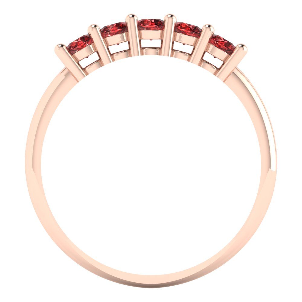 0.35 cttw Natural Garnet Round Cut Rose Gold Eternity Wedding Band