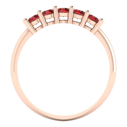 0.35 cttw Natural Garnet Round Cut Rose Gold Eternity Wedding Band