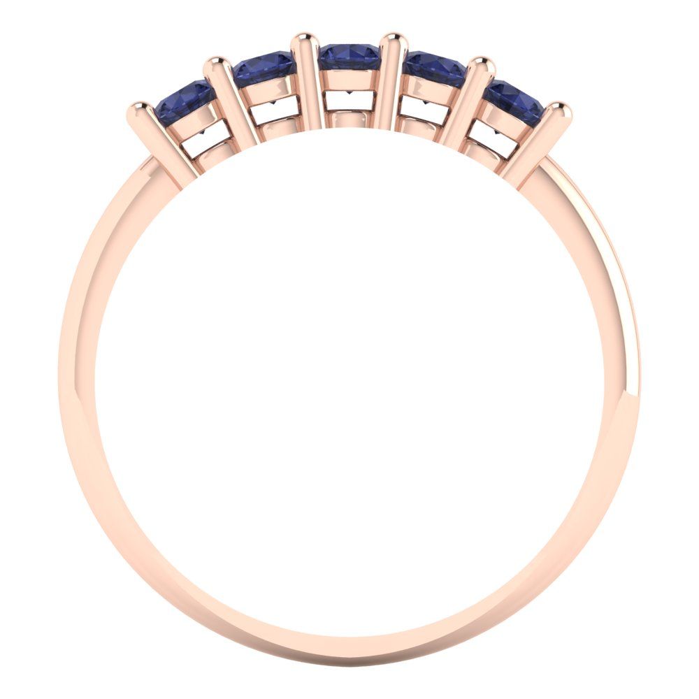 0.35 cttw Simulated Blue Sapphire Round Cut Rose Gold Eternity Wedding Band