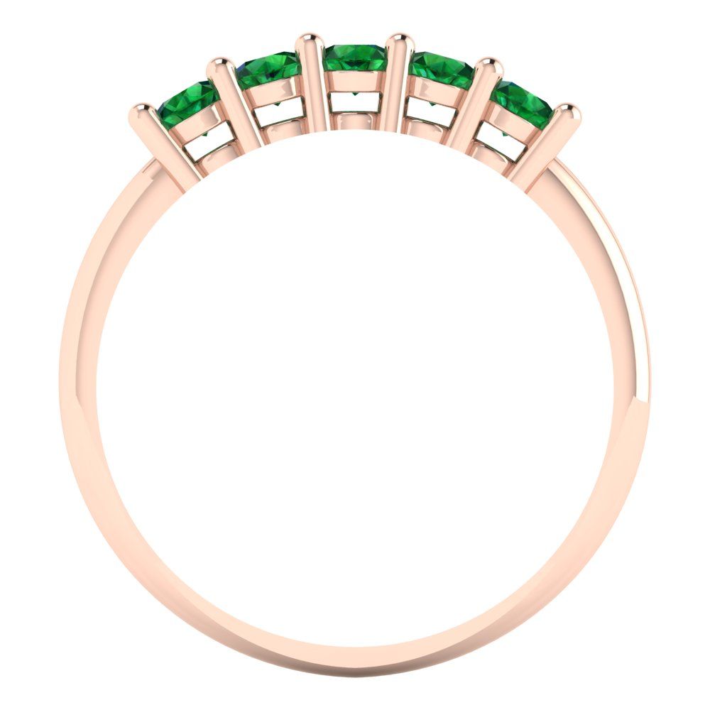 0.35 cttw Simulated Emerald Round Cut Rose Gold Eternity Wedding Band