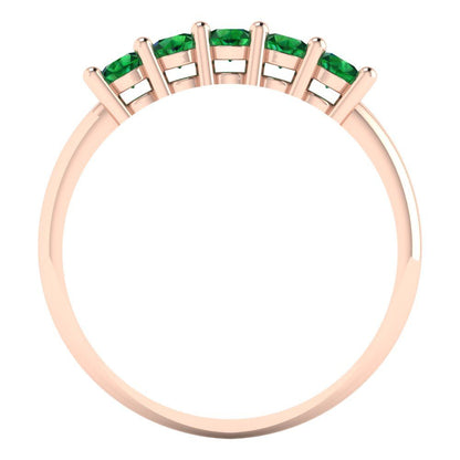 0.35 cttw Simulated Emerald Round Cut Rose Gold Eternity Wedding Band