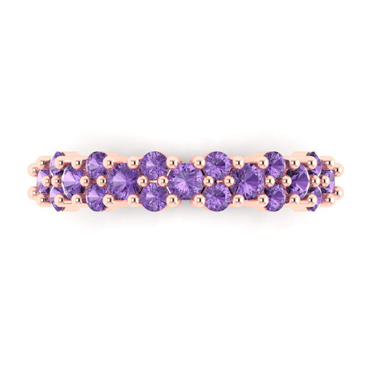 0.98 cttw Simulated Alexandrite Round Cut Rose Gold Eternity Wedding Band