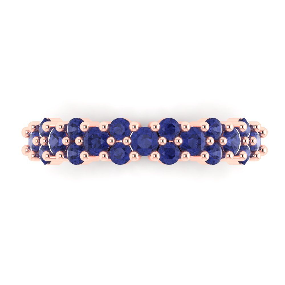 0.98 cttw Simulated Tanzanite Round Cut Rose Gold Eternity Wedding Band