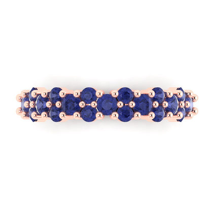 0.98 cttw Simulated Tanzanite Round Cut Rose Gold Eternity Wedding Band