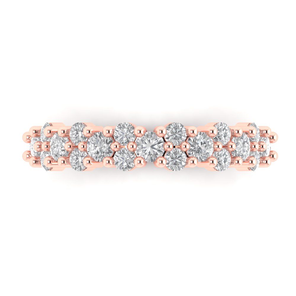 0.98 cttw Moissanite Round Cut Rose Gold Eternity Wedding Band