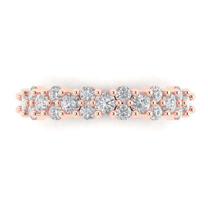 0.98 cttw Moissanite Round Cut Rose Gold Eternity Wedding Band