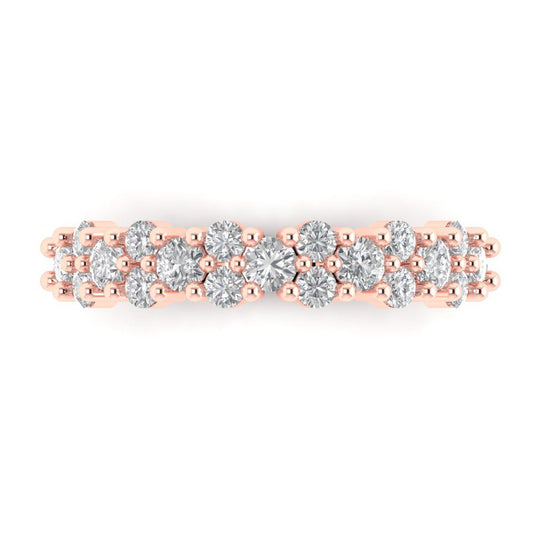 0.98 cttw Moissanite Round Cut Rose Gold Eternity Wedding Band