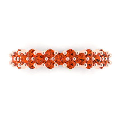 0.98 cttw Simulated Red Diamond Round Cut Rose Gold Eternity Wedding Band