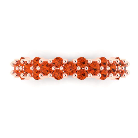 0.98 cttw Simulated Red Diamond Round Cut Rose Gold Eternity Wedding Band