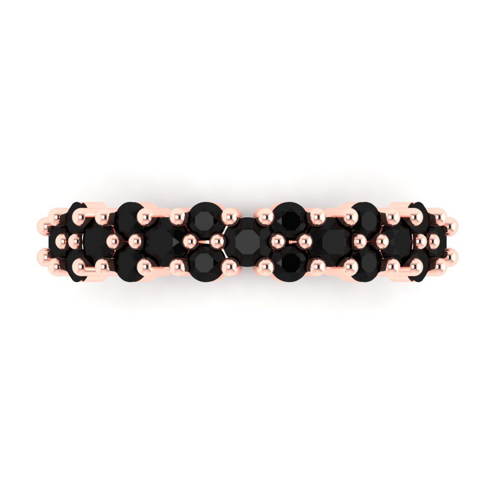 0.98 cttw Natural Onyx Round Cut Rose Gold Eternity Wedding Band