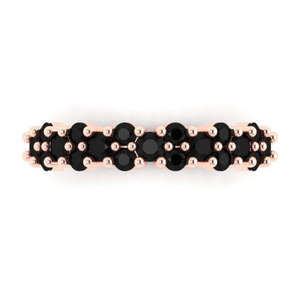 0.98 cttw Natural Onyx Round Cut Rose Gold Eternity Wedding Band