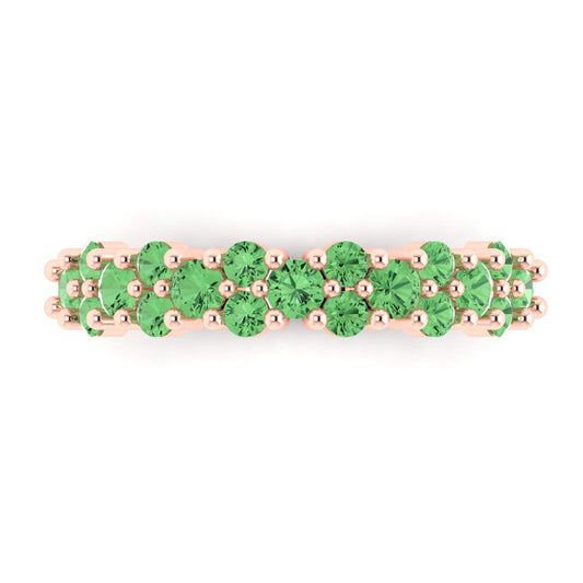 0.98 cttw Simulated Green Diamond Round Cut Rose Gold Eternity Wedding Band