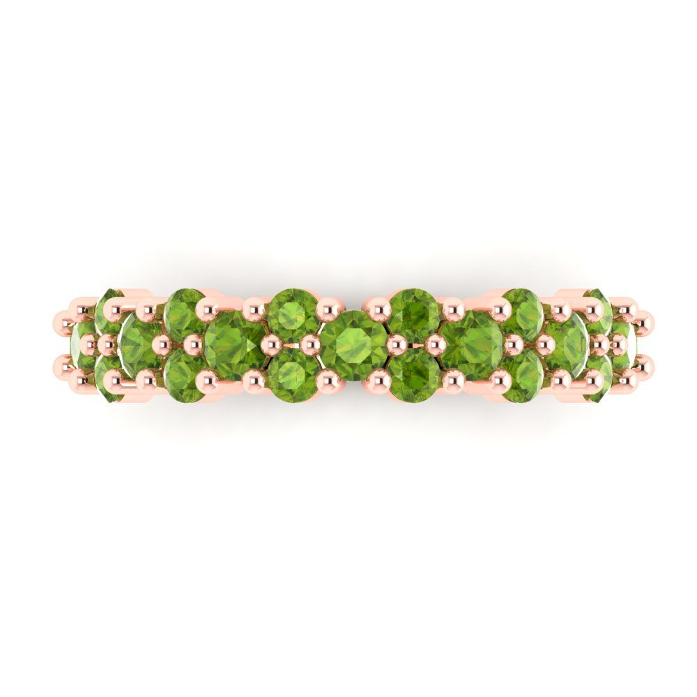0.98 cttw Natural Peridot Round Cut Rose Gold Eternity Wedding Band