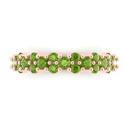 0.98 cttw Natural Peridot Round Cut Rose Gold Eternity Wedding Band