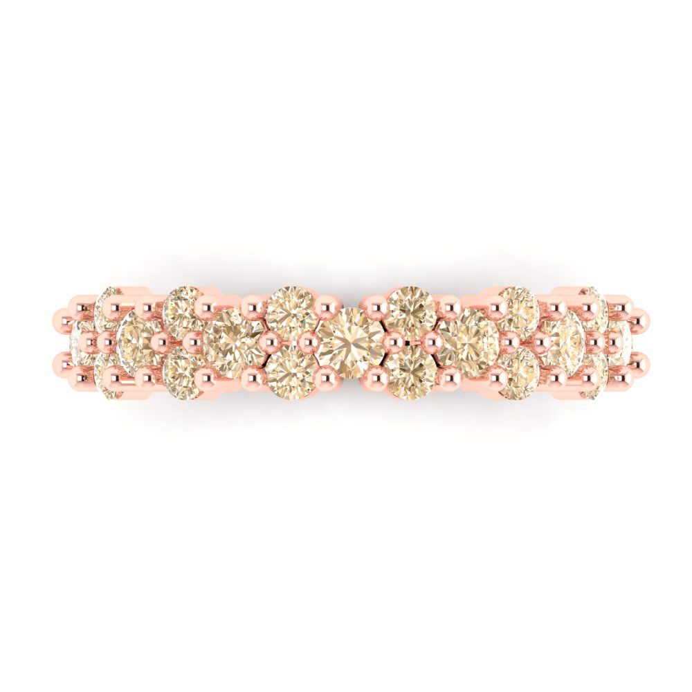 0.98 cttw Natural Morganite Round Cut Rose Gold Eternity Wedding Band