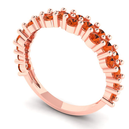 0.98 cttw Simulated Red Diamond Round Cut Rose Gold Eternity Wedding Band
