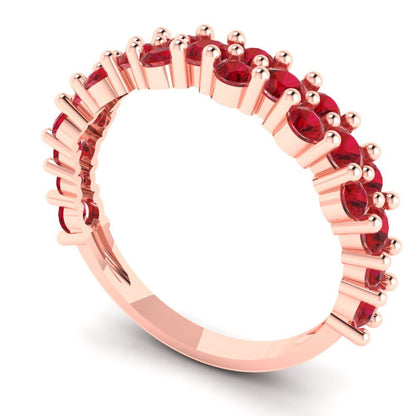 0.98 cttw Simulated Pink Tourmaline Round Cut Rose Gold Eternity Wedding Band