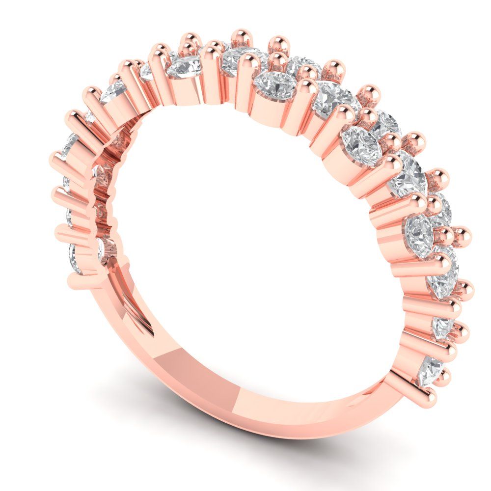 0.98 cttw White Sapphire Round Cut Rose Gold Eternity Wedding Band