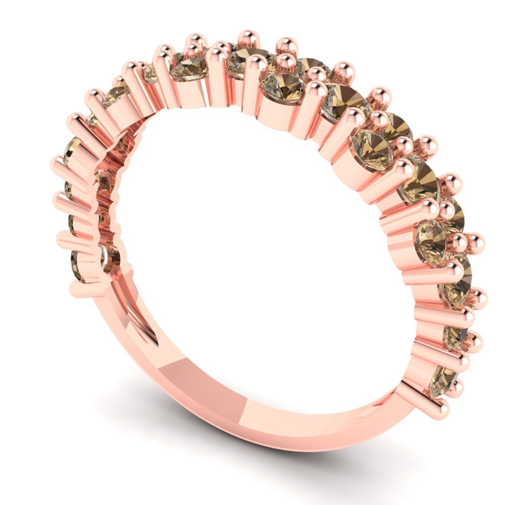 0.98 cttw Simulated Champagne Diamond Round Cut Rose Gold Eternity Wedding Band