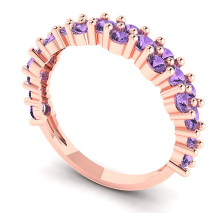 0.98 cttw Simulated Alexandrite Round Cut Rose Gold Eternity Wedding Band