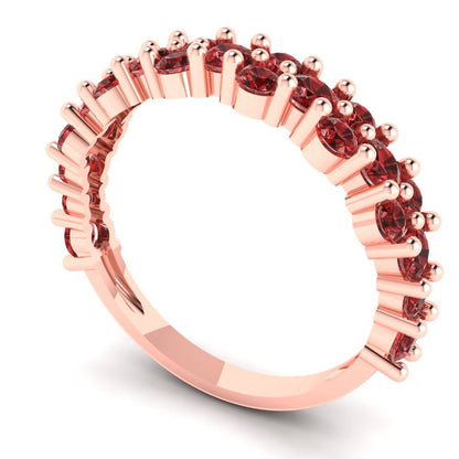 0.98 cttw Natural Garnet Round Cut Rose Gold Eternity Wedding Band