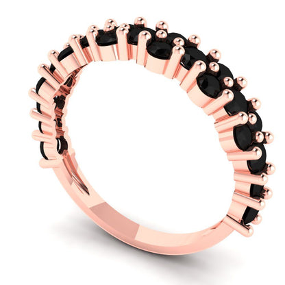 0.98 cttw Natural Onyx Round Cut Rose Gold Eternity Wedding Band