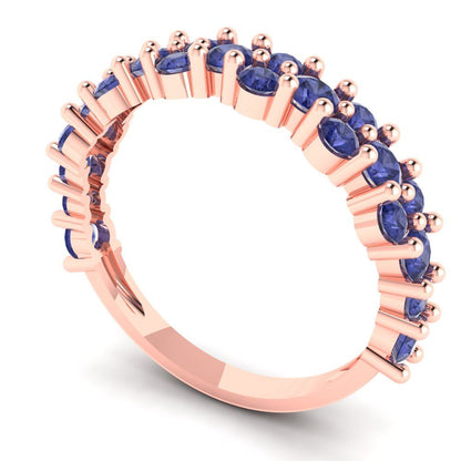 0.98 cttw Simulated Tanzanite Round Cut Rose Gold Eternity Wedding Band