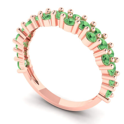 0.98 cttw Simulated Green Diamond Round Cut Rose Gold Eternity Wedding Band