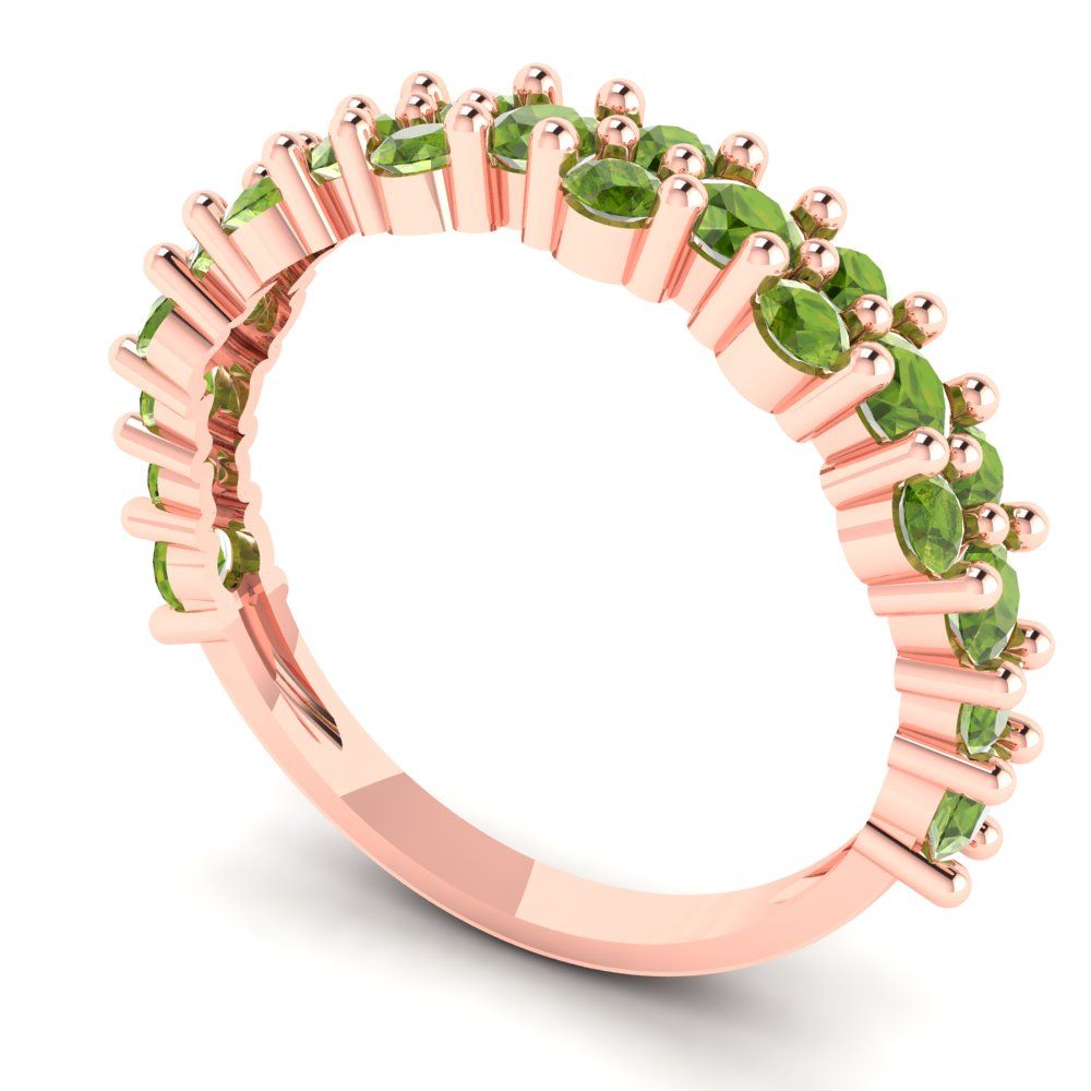 0.98 cttw Natural Peridot Round Cut Rose Gold Eternity Wedding Band