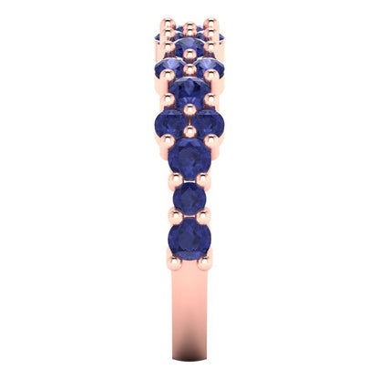 0.98 cttw Simulated Tanzanite Round Cut Rose Gold Eternity Wedding Band