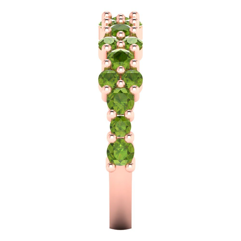 0.98 cttw Natural Peridot Round Cut Rose Gold Eternity Wedding Band