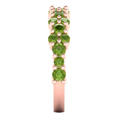 0.98 cttw Natural Peridot Round Cut Rose Gold Eternity Wedding Band