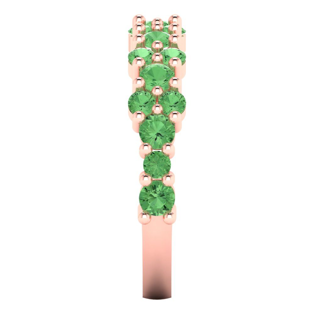 0.98 cttw Simulated Green Diamond Round Cut Rose Gold Eternity Wedding Band