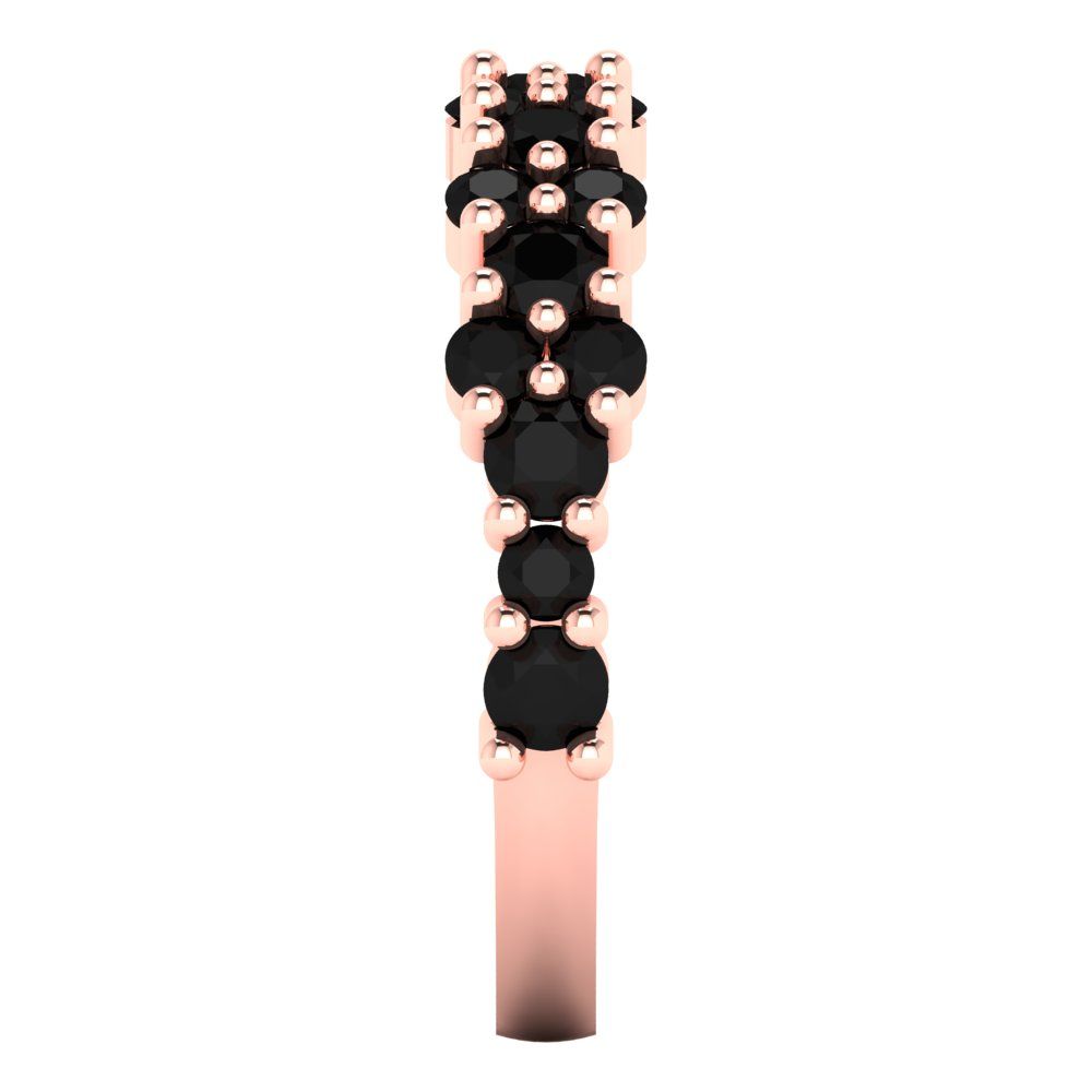 0.98 cttw Natural Onyx Round Cut Rose Gold Eternity Wedding Band