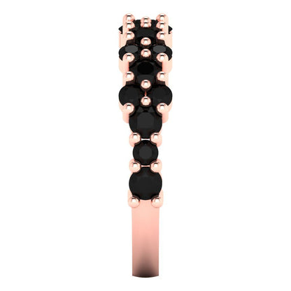 0.98 cttw Natural Onyx Round Cut Rose Gold Eternity Wedding Band