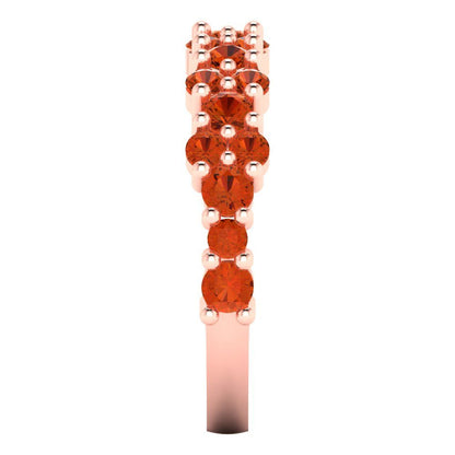 0.98 cttw Simulated Red Diamond Round Cut Rose Gold Eternity Wedding Band