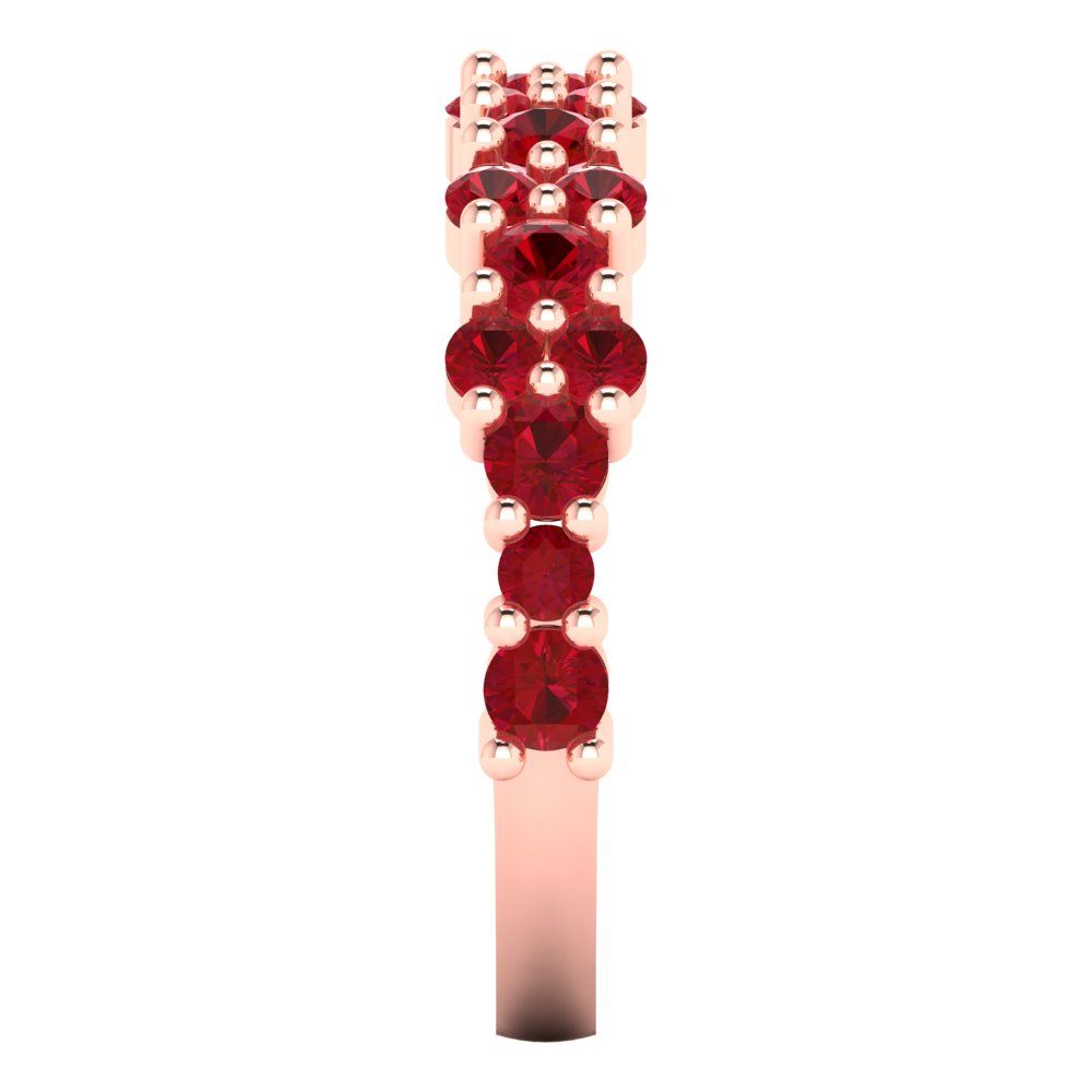 0.98 cttw Simulated Ruby Round Cut Rose Gold Eternity Wedding Band