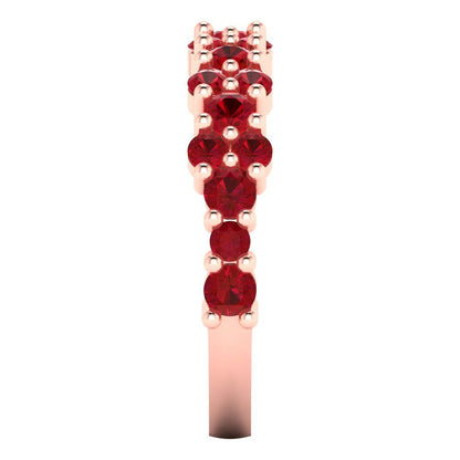 0.98 cttw Simulated Ruby Round Cut Rose Gold Eternity Wedding Band