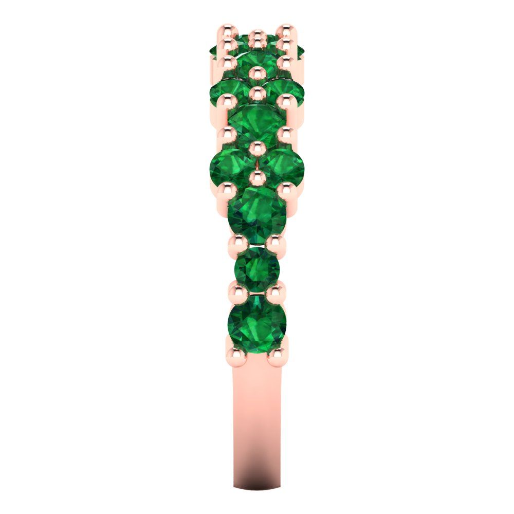 0.98 cttw Simulated Emerald Round Cut Rose Gold Eternity Wedding Band
