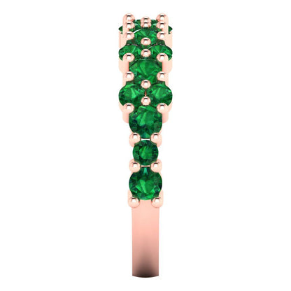 0.98 cttw Simulated Emerald Round Cut Rose Gold Eternity Wedding Band