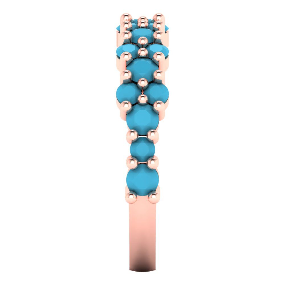 0.98 cttw Simulated Turquoise Round Cut Rose Gold Eternity Wedding Band
