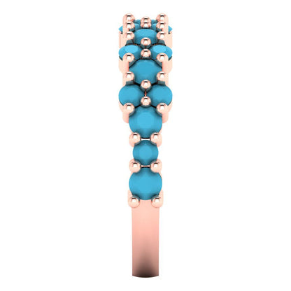 0.98 cttw Simulated Turquoise Round Cut Rose Gold Eternity Wedding Band