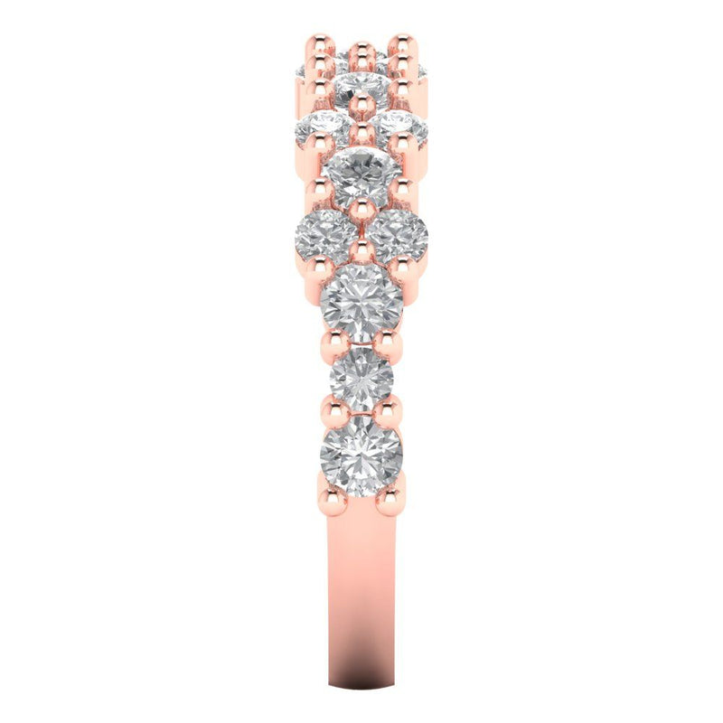 1.05 ct Brilliant Round Cut Clear Simulated Diamond Stone Rose Gold Band