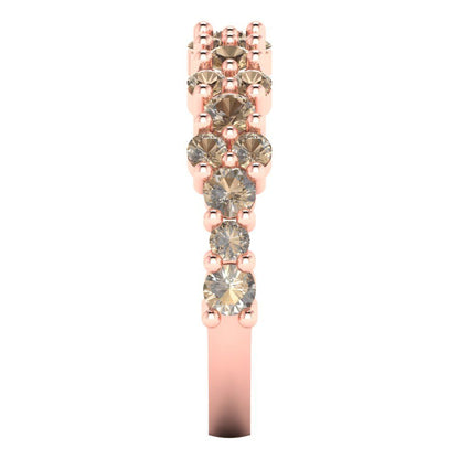 0.98 cttw Yellow Moissanite Round Cut Rose Gold Eternity Wedding Band