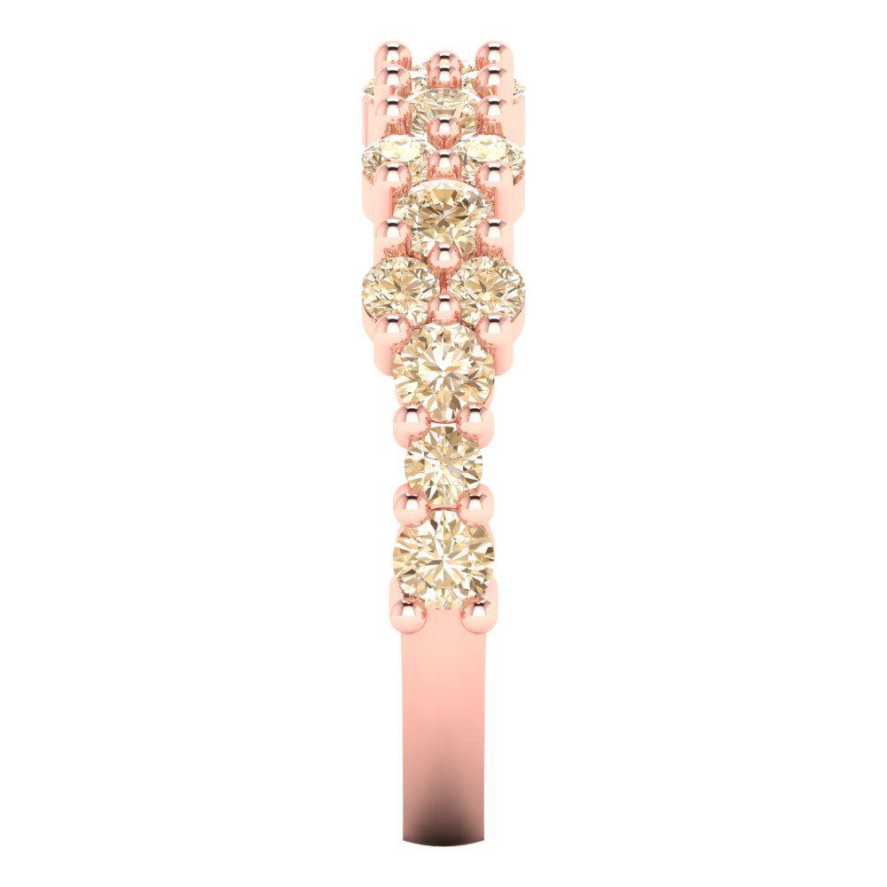 0.98 cttw Natural Morganite Round Cut Rose Gold Eternity Wedding Band