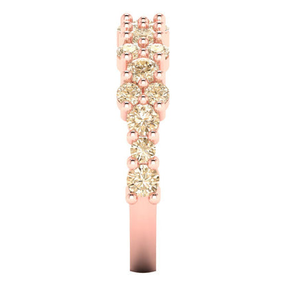 0.98 cttw Natural Morganite Round Cut Rose Gold Eternity Wedding Band