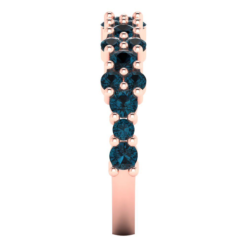 0.98 cttw Natural London Blue Topaz Round Cut Rose Gold Eternity Wedding Band