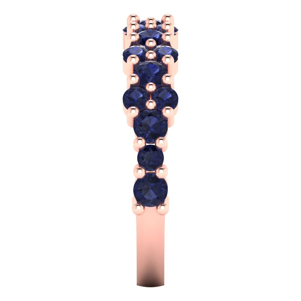 0.98 cttw Simulated Blue Sapphire Round Cut Rose Gold Eternity Wedding Band