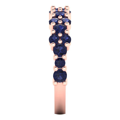 0.98 cttw Simulated Blue Sapphire Round Cut Rose Gold Eternity Wedding Band